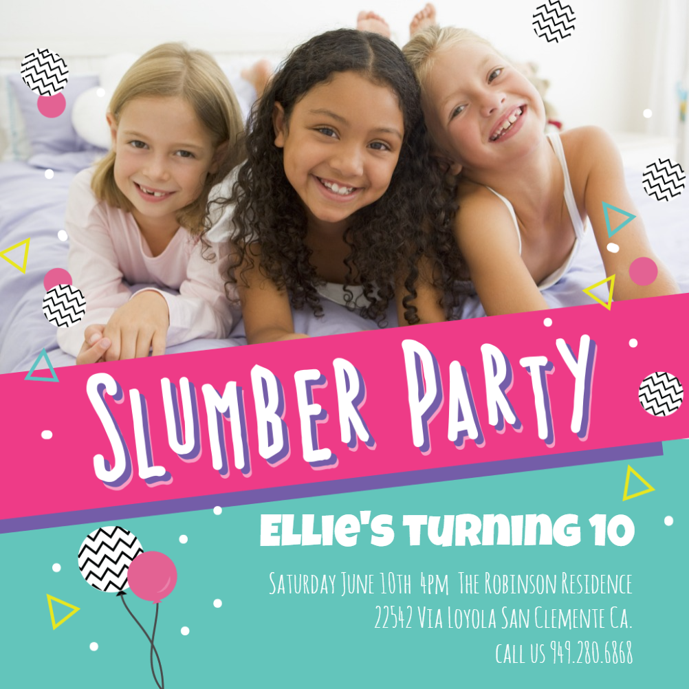 Bday Sleepover - Sleepover Party Invitation Template (Free) | Greetings ...